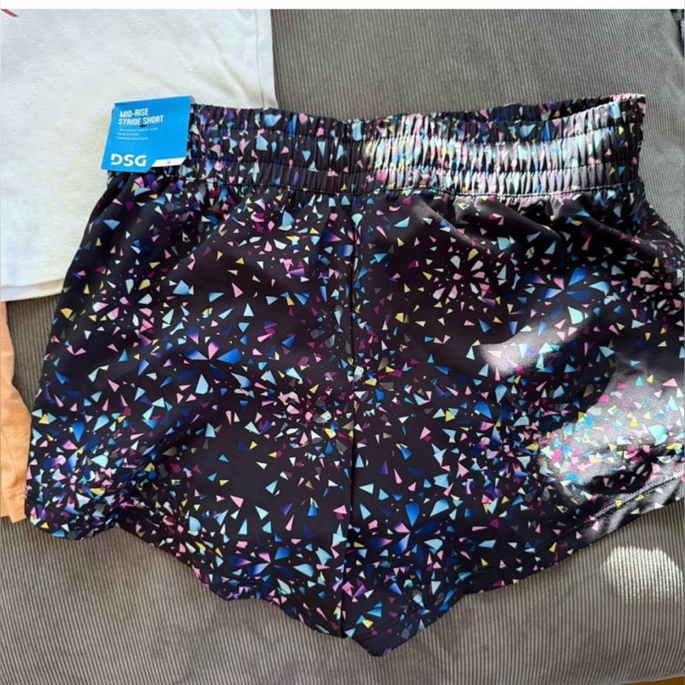 DSG Black Multicolor Confetti Print Girls Athletic or soccer Shorts